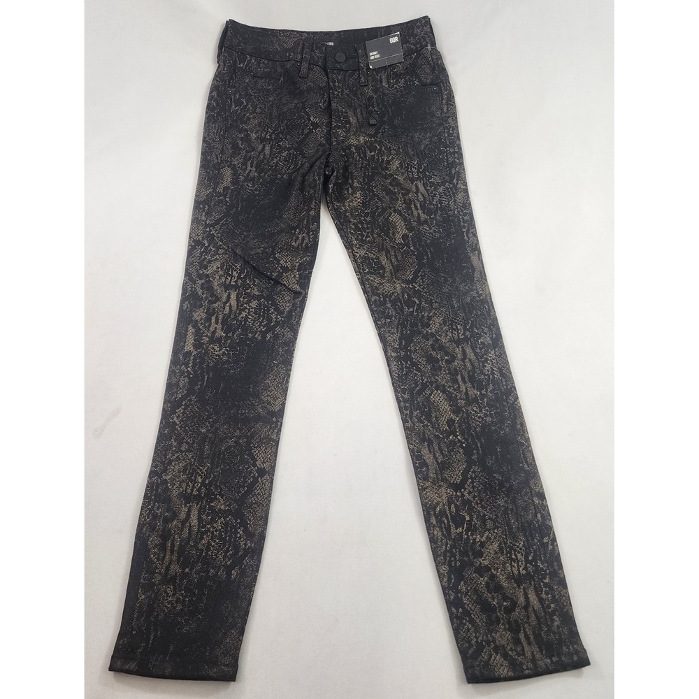 Express Jeans Womens 00R Skinny Mid Rise Polished Bronze Black Snake Print NEW